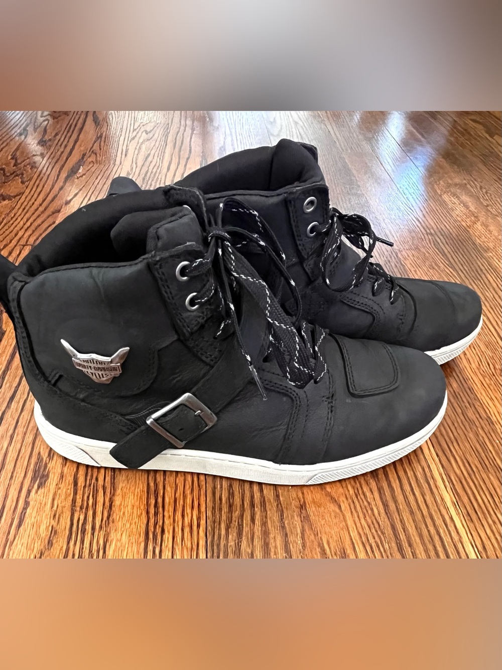 Harley-Davidson Bateman Metal Buckle Motorcycle Sneaker Mens 8 Black Leather